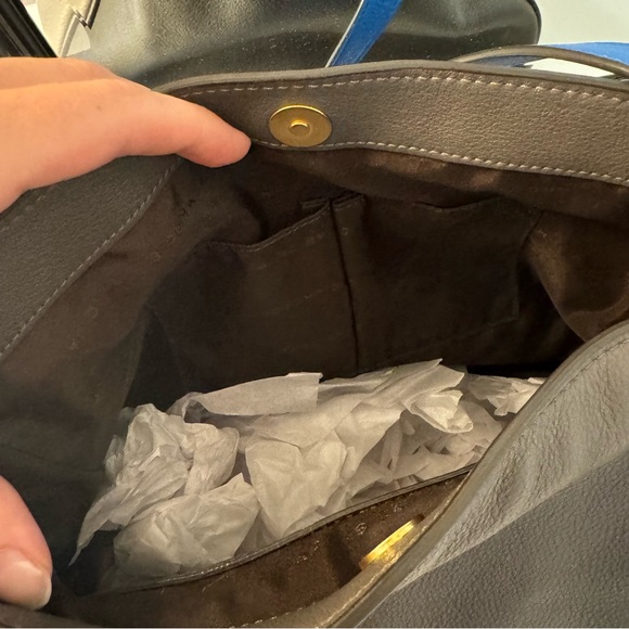 Marc by Marc Jacobs women’s crossbody leather hobo bag purse blue gray gold - Picture 13 of 15